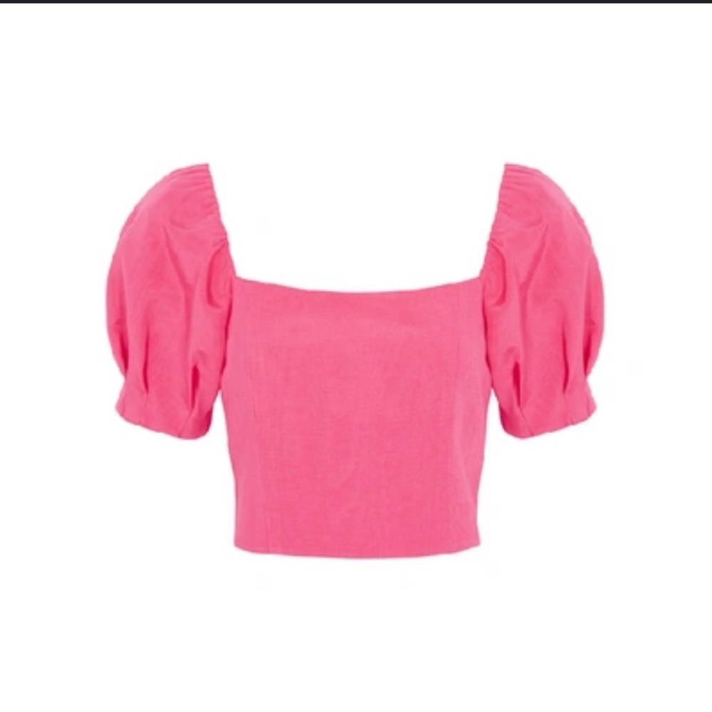 Alice and Olivia Pink Puff Sleeve Top